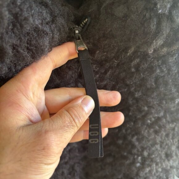 UGG Maeve Sherpa Teddy Jacket Women’s Medium Black Oversized Collar Full Zip NWT - Picture 6 of 10